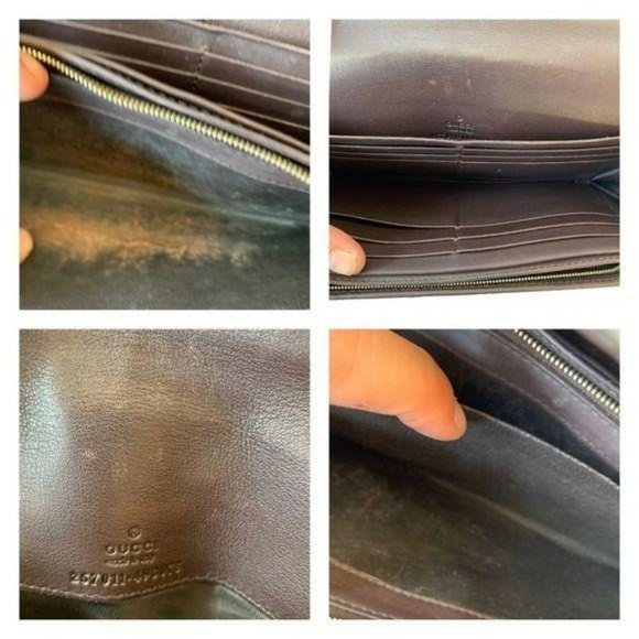 Authentic Gucci Wallet Long Brown Leather GG Logo Vintage On Sale - Picture 3 of 9